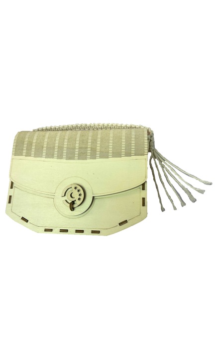 Elegáns táska, zsinór típusú fogantyú, nyárfa, 150g, natúr