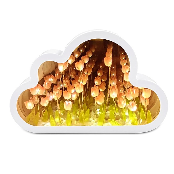 BOMSTOM 2 az 1-ben éjjeli lámpa, Cloud Tulip, LED, rózsaszín, 20x13cm