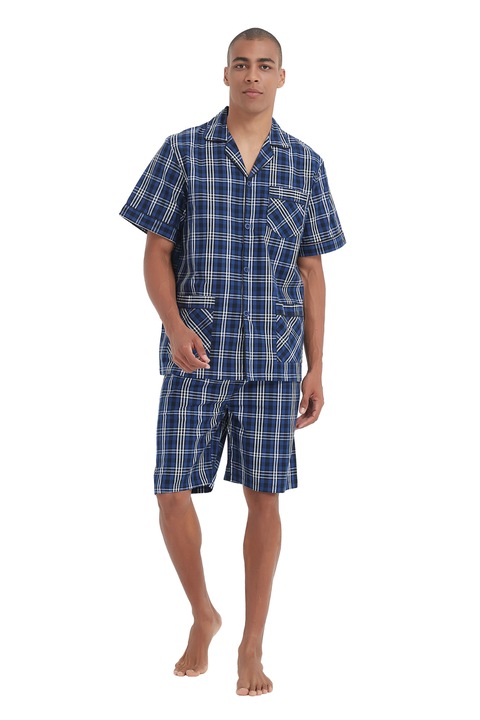 Pijama Barbati Clasica Global SCURTA, Albastru aquamarin