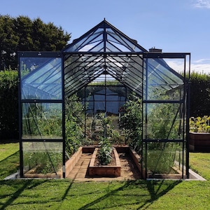 Sera hobby, veranda, pavilion de gradina Conceptairnature Gama Natura model ARUS - 12.90 M2 structura din aluminiu culoare antracit, baza, sticla securizata 3mm