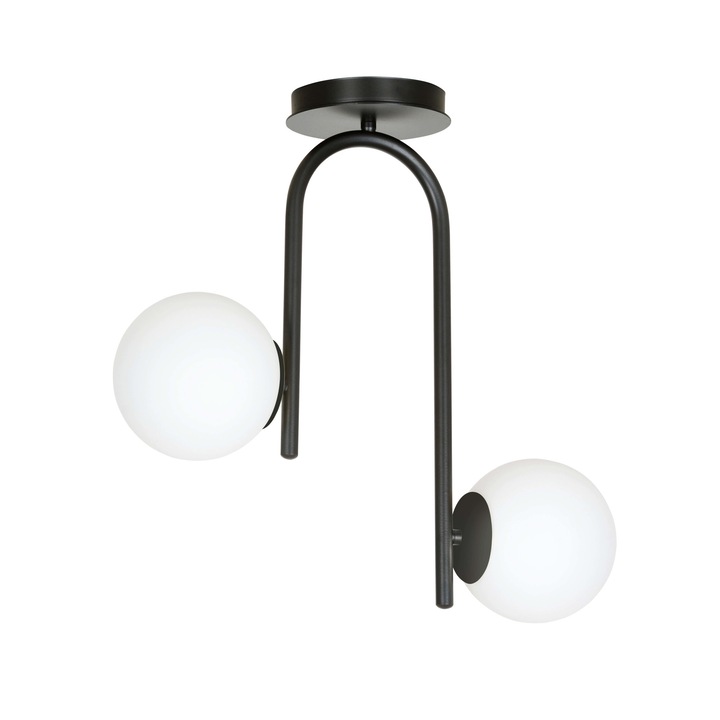 Lampa de tavan unica cu abajururi de sticla KALF 2 NEGRU 1030/2