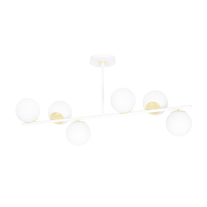 Полилей EMIBIG Lighting със стъклени абажури FLOKI 6 WHITE 1023/6