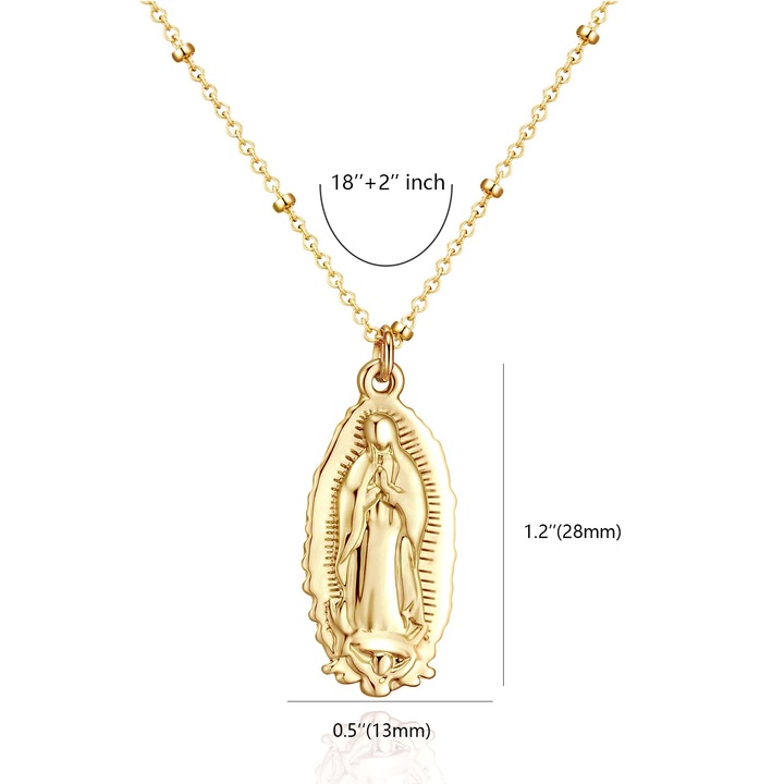 Colier Medalion Fecioara Maria, ajustabil, auriu