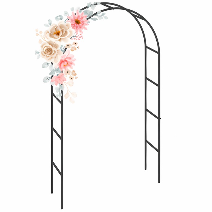 Pergola de gradina pentru flori JOZY®, metalica, 140 x 38 x 240 cm