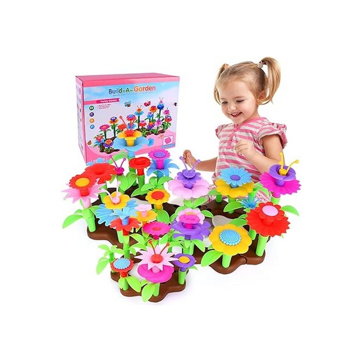 Jucarie gradina de flori, 104 piese, multicolor, Kramow