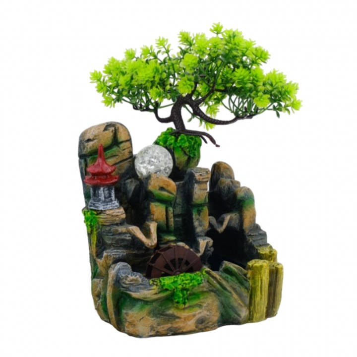 Камък/пвц декорация фонтан 20х19х15 см многоцветен