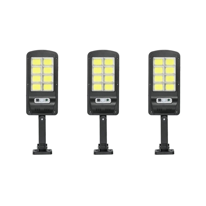 3 db LED napelemes lámpa készlet, 40W, napelemmel, 160 LED COB, mozgásérzékelő, 3 világítási mód, távirányító, BZRSH