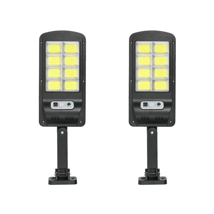 2 db LED napelemes lámpa készlet, 40 W, napelemmel, 160 LED COB, mozgásérzékelő, 3 világítási mód, távirányító, BZRSH