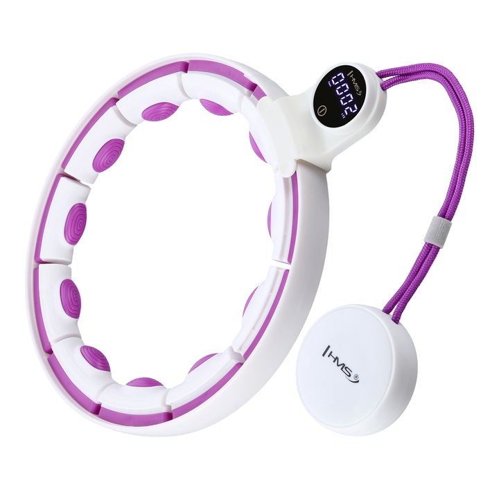 Hula Hoop HMS, mágneses, fehér/lila, 71-106 cm, USB töltés