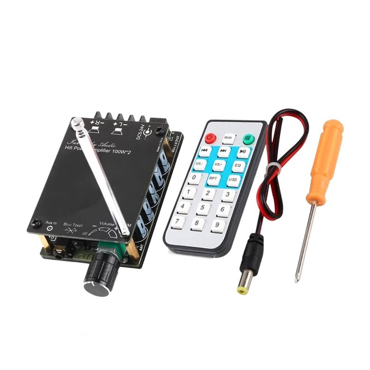 2x100W Bluetooth 5.0 стерео аудио усилвател с радио, TPA3116D2