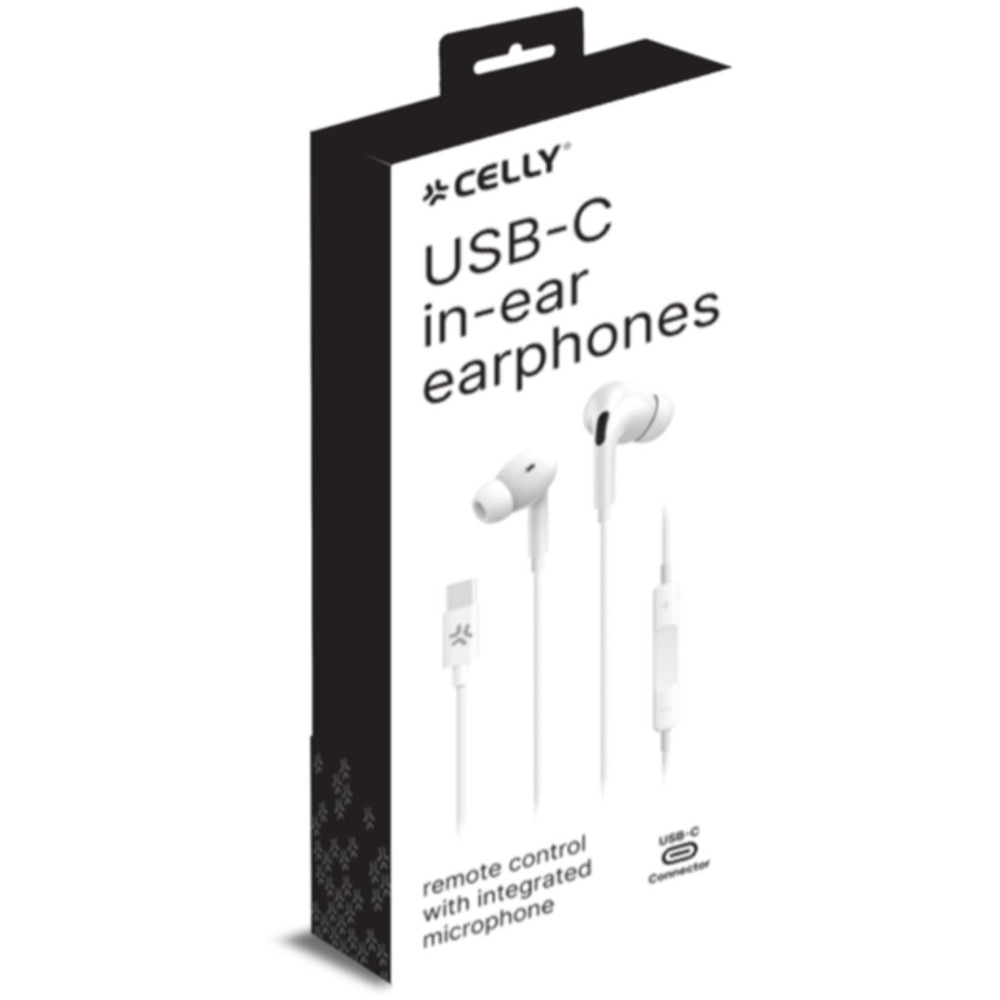 Casti In-Ear Celly UP1200, Type-C, Microfon, Alb