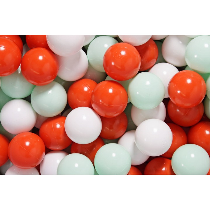 Set bile MeowBaby, 7cm, 300 piese, Portocaliu/Menta/Alb, pentru copii 1 an