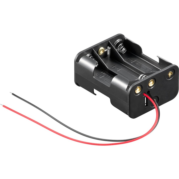 Elemtartó 6x AA R6 sorkapocs vezetékekkel 58x45x28mm Goobay 81216