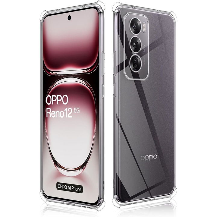 Кейс за Oppo Reno 12 Anti-Shock 1.5mm, подсилени ъгли, прозрачен