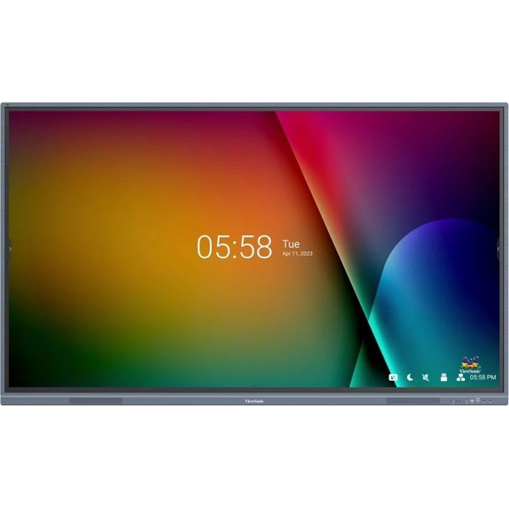 Tabla interactiva ViewSonic 75" IFP7533-G, Ultra HD 3840 x 2160, Procesor Quad-Core ARM Cortex A55, 8GB DDR4, 64GB Intern, 40 puncte, HDMI, VGA, RS232, Wi-Fi, Android 11 Negru