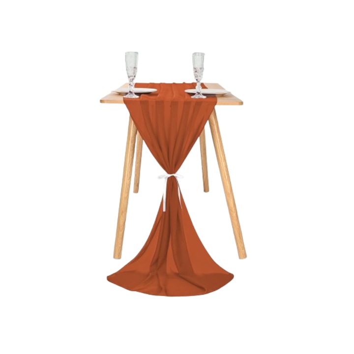 Set 2 Naproane pentru masa, din sifon, transparent, 80 x 300 cm, Teracota