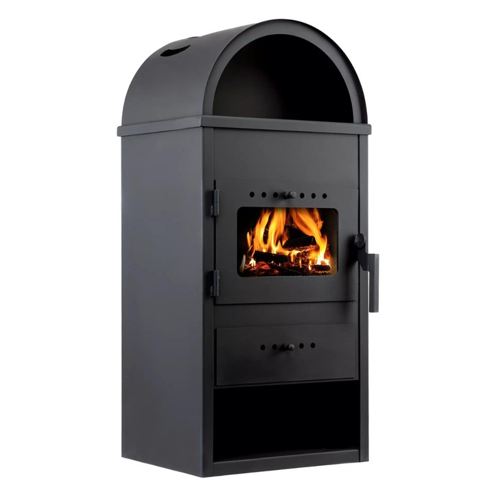 Soba Semineu Economic BS 9KW, din otel, 970x445x375 mm, camera de ardere captusita cu placi refractare, foloseste material lemnos