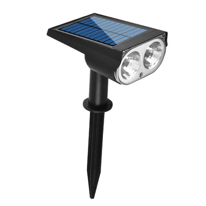 AZERON® napelemes vetítőlámpa, 7 LED kültéri vagy beltéri világításhoz, Fényérzékelő, Fehér LED projektor, IP67 vízálló, fekete