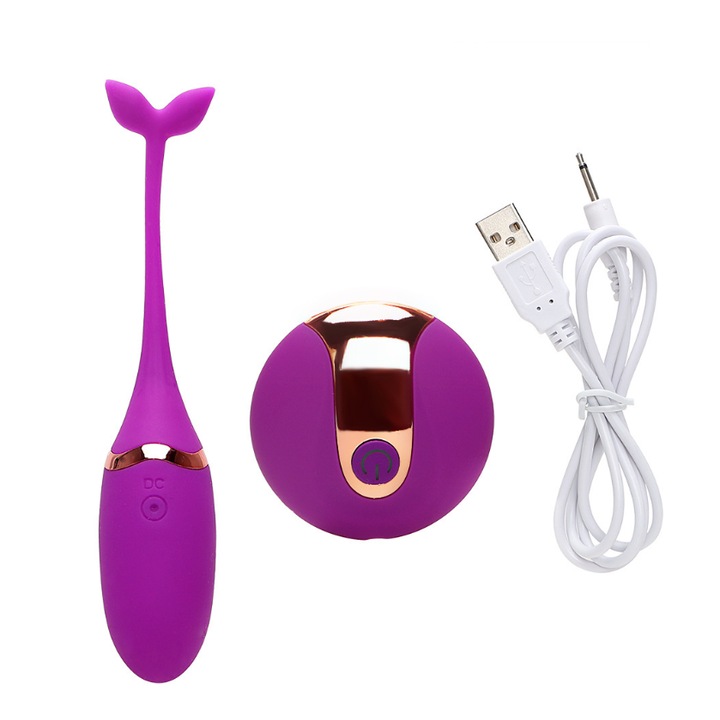 Halfarkvibrátor, lila, vezeték nélküli távirányítóval, 15,5 cm