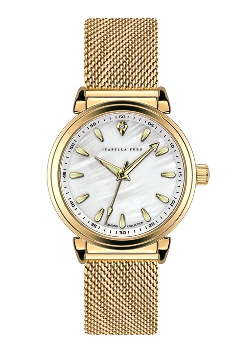 Isabella Ford, Ceas din otel inoxidabil cu diamant, Auriu