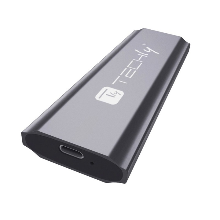 Carcasa din aluminiu USB-C USB3.2 pentru SSD-uri M.2 NVMe (PCle) si SATA (NGFF), Techly, I-CASE USB31C-NVME2