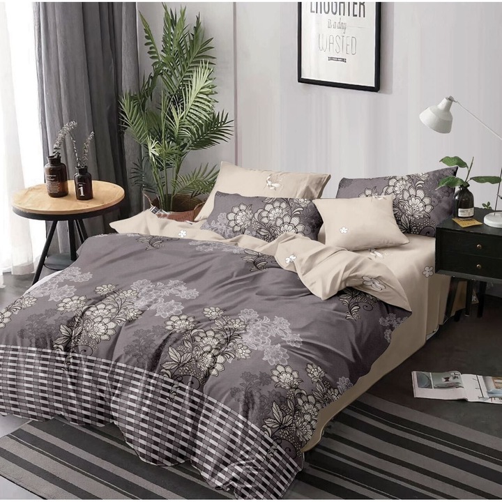 Ágynemű 12054-VH, finom elasztikus pamut, 6 db, 2 személyes, gumírozott, többszínű, mintás, 180 x 200