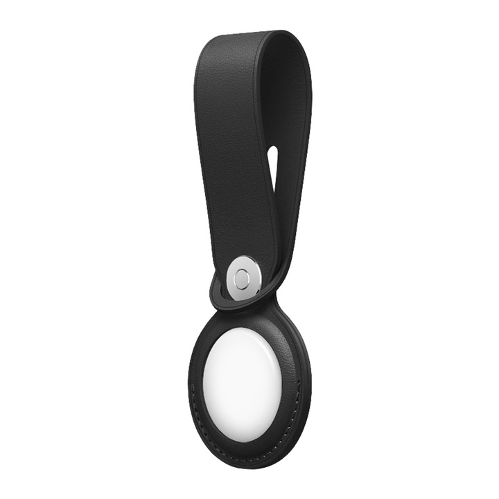 Husa Apple AirTag, Aizgalxor, Piele, Negru