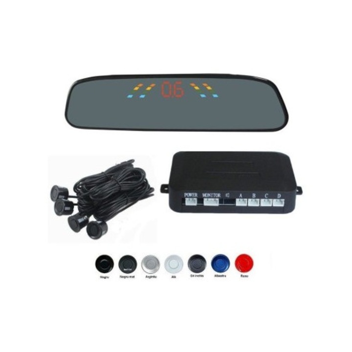 Senzori parcare cu display in oglindaT19 Alb, Xenon Bright®