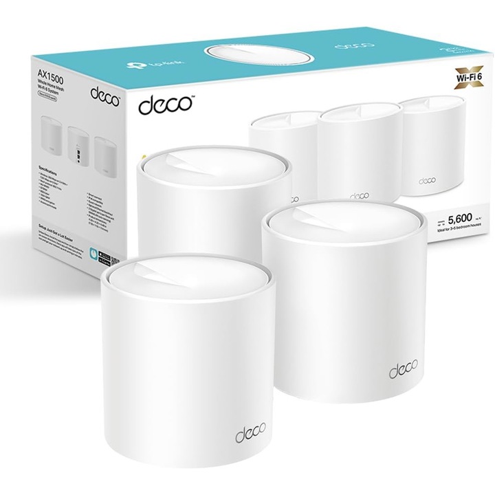 Комплект рутер и повторител TP-Link Deco X1500, Dual Band, Gigabit.