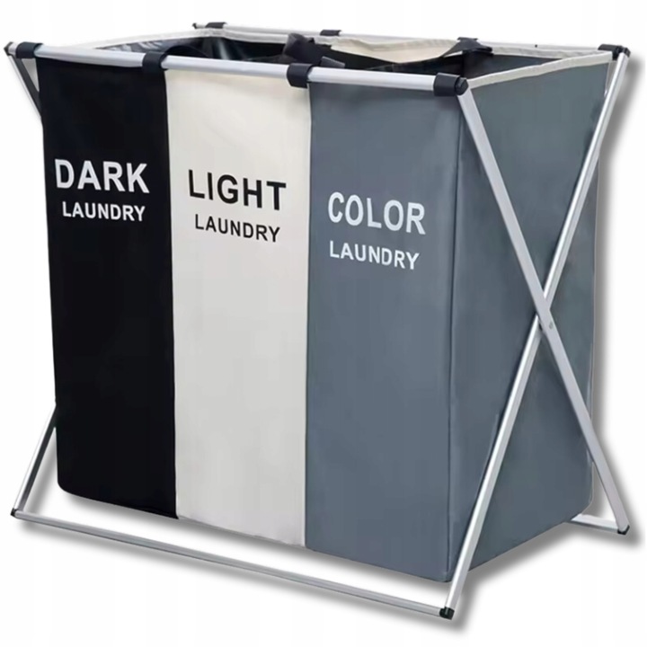 Cos de rufe DBG, 3 compartimente, pliabil, 60x68x38cm, multicolor