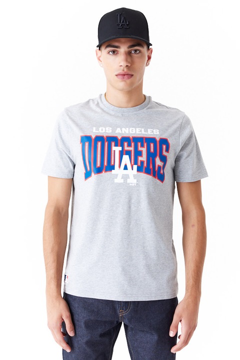 New Era, Тениска с шарка на LA Dodgers MLB и лого, Сив меланж