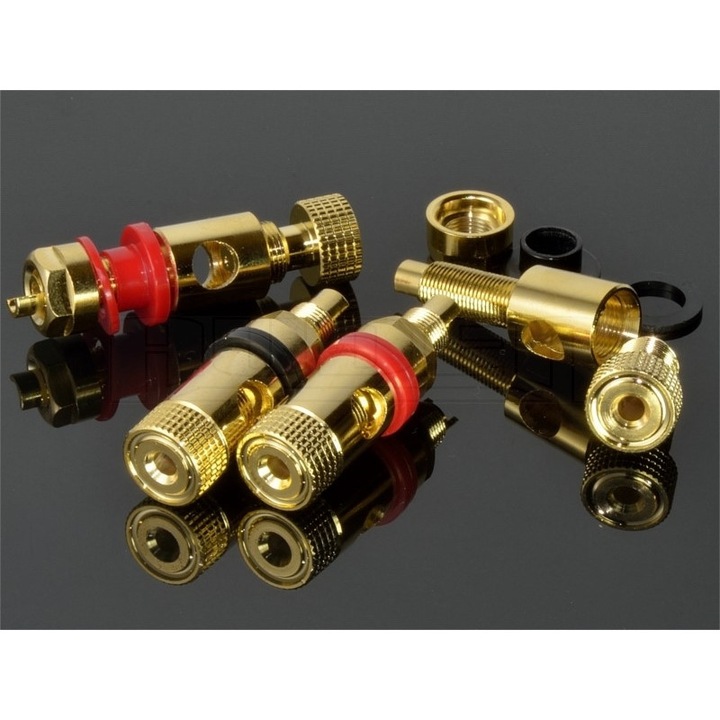 Set 2 conectori banana Auden GB5, 47mm, Negru/Rosu