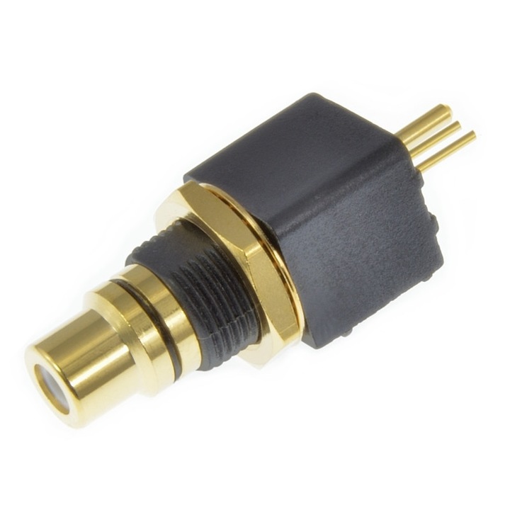 Conector RCA pentru PCB Auden GPCB3-B, teflon, negru, 12.5mm