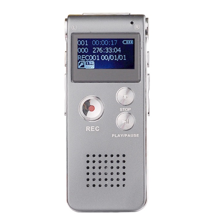 Диктофон Tovbmup, Цифров, 8GB, USB 2.0, Желязно сив, 85x36x14mm