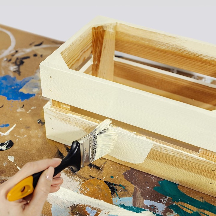 Vopsea galben, Creative Deco, pentru Mobila, 1L, Finisaj mat si cretos bej inchis, Uscare rapida, Furniture Paint pentru lemn pentru renovare si decorare