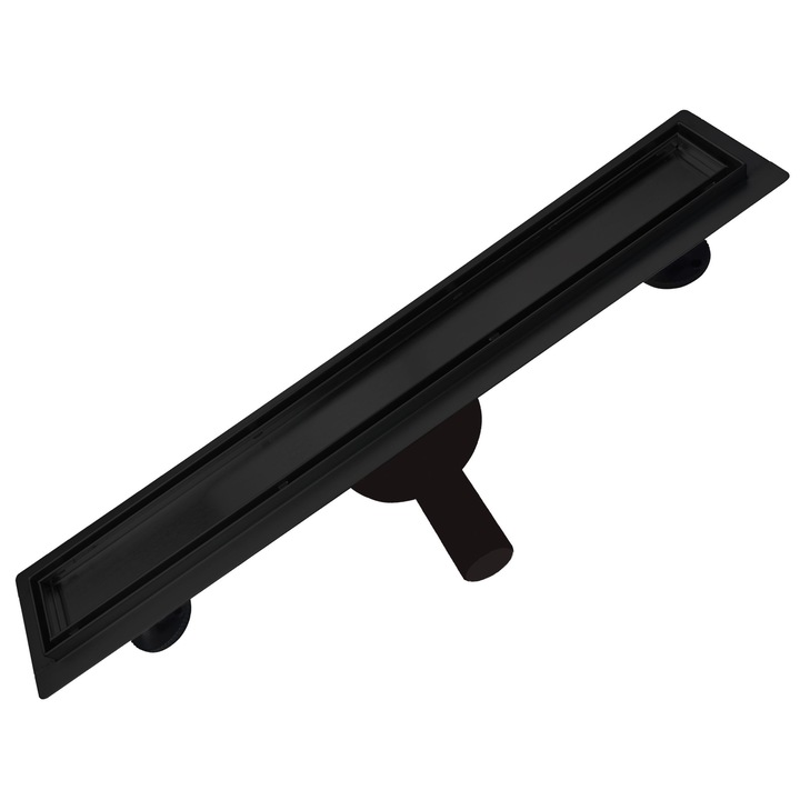 AQUA HEATING Rigola de dus 50 cm 2 in 1 Otel Inox Negru Gratar Dubla Sub tigla Sifon Rotativ 360