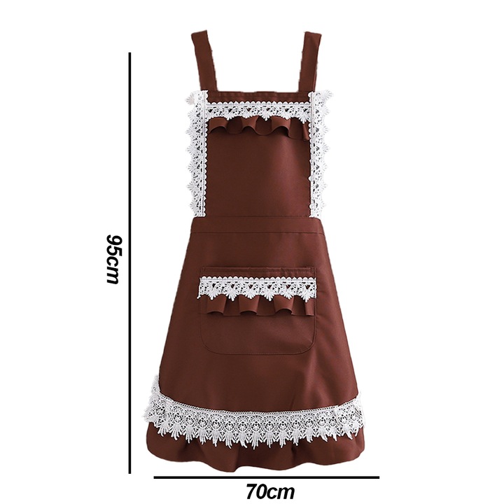 Sort bucatarie ruffle, bumbac-polyester, buzunare, alb