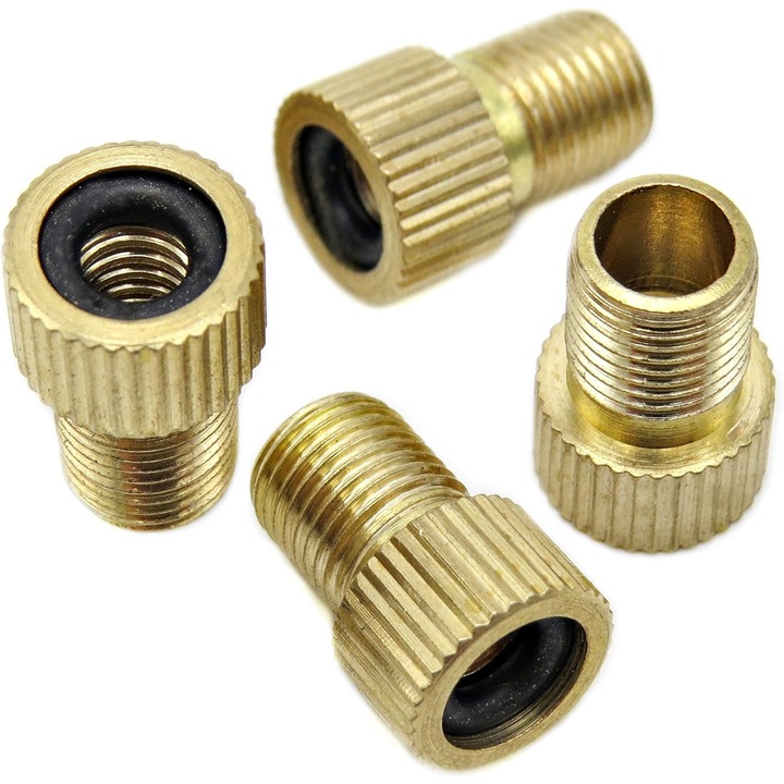 Set 4 adaptoare valve bicicleta. Tovbmup, Presta/Schrader, Alama, Auriu