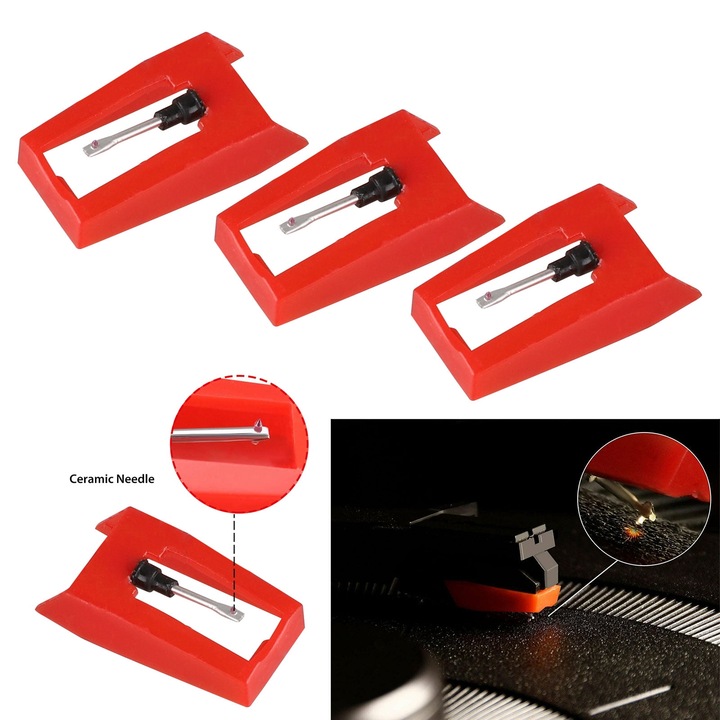 3 db-os hangszedő akkumulátor, gyémánt tű, a legtöbb bakelit hangszedővel kompatibilis