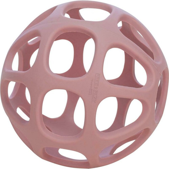 Labda, Free2Play, Fogzáshoz, Puha, Élelmiszer-minőségű szilikon, BPA-mentes, Fejleszti a motoros készségeket és a szem-kéz koordinációt, Könnyen tisztítható, Átmérő 11 cm, 0 hónap+, Rózsaszín