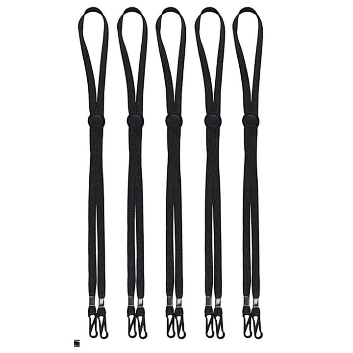 Set 10 Snururi Ajustabile pentru Masca, Poliester, Negru, 70cm