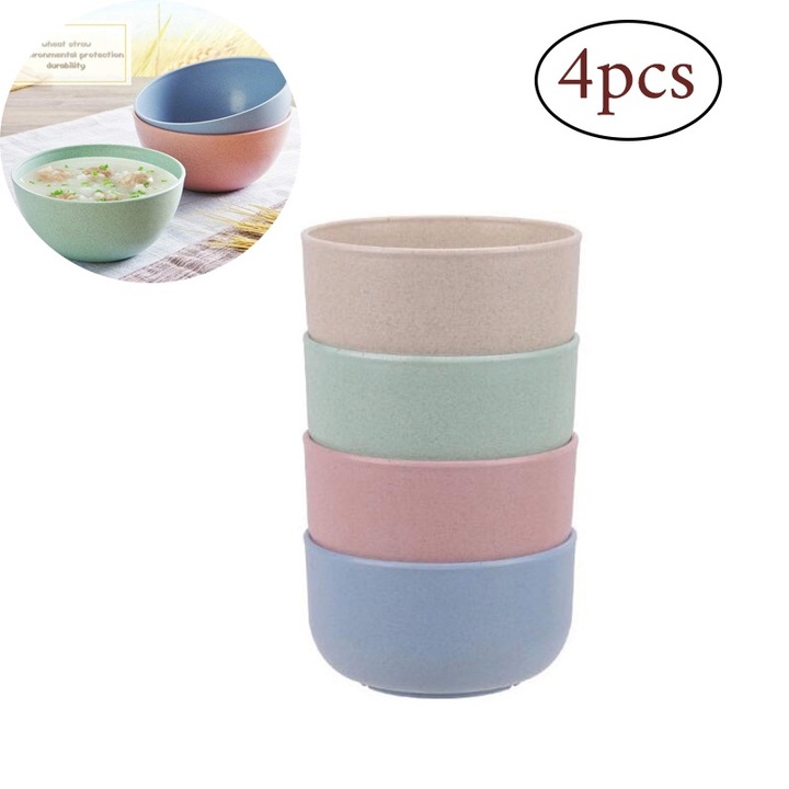 4 db környezetbarát tálkészlet, Jormftte, gabonafélékhez, salátákhoz, desszertekhez, többszínű, 11.5x6cm