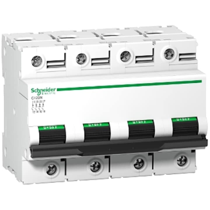 Модулен електрически предпазител Schneider Acti9 A9N18374, 4P 100A 6kA, Крива C