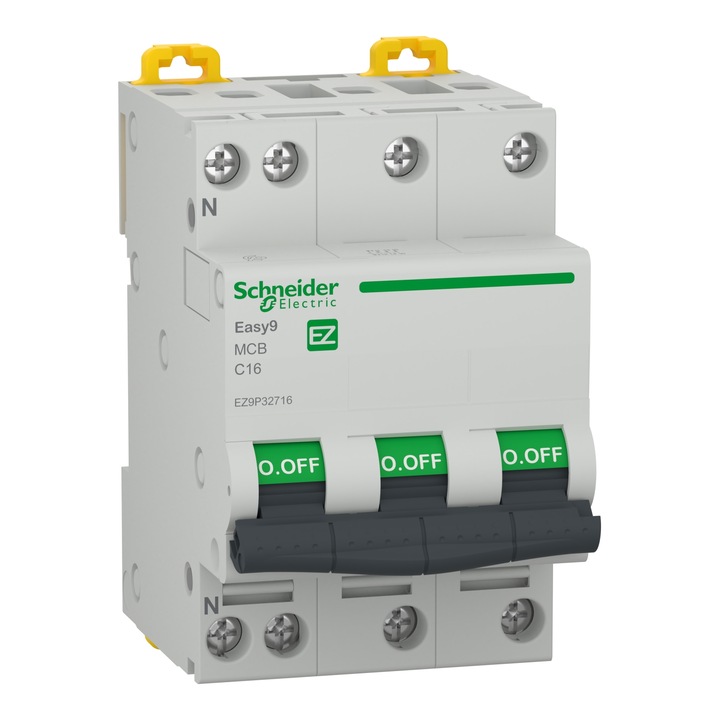 Siguranta electrica modulara Schneider Electric Easy9 EZ9P32725, 3P, 4,5kA, caracteristica C, 25A