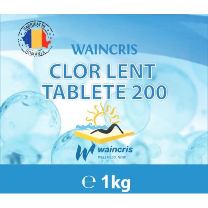 Waincris Lassú klór tabletta, 200gr, úszómedencékhez, 1kg