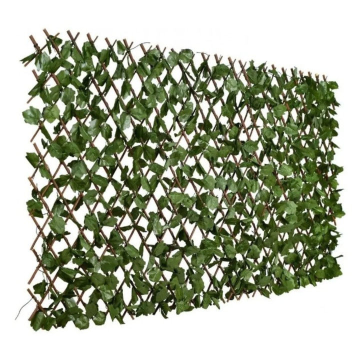 Gard paravan viu cu frunze artificiale, verde, extensibil, 100x200 cm