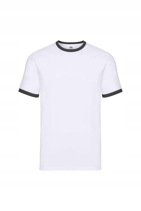 Férfi póló, fehér/fekete, Fruit of the Loom, Fehér/Fekete