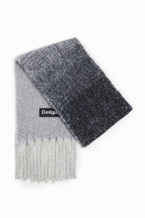 DESIGUAL, Fular cu aplicatie logo, Gri inchis