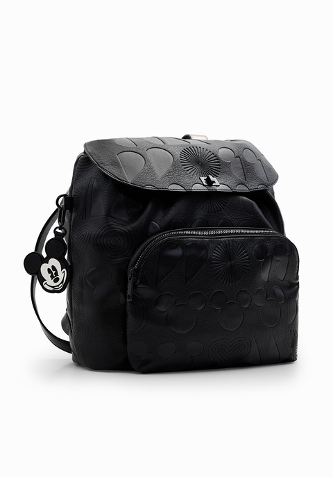 DESIGUAL, Rucsac de piele ecologica cu detaliu Mickey Mouse, Negru