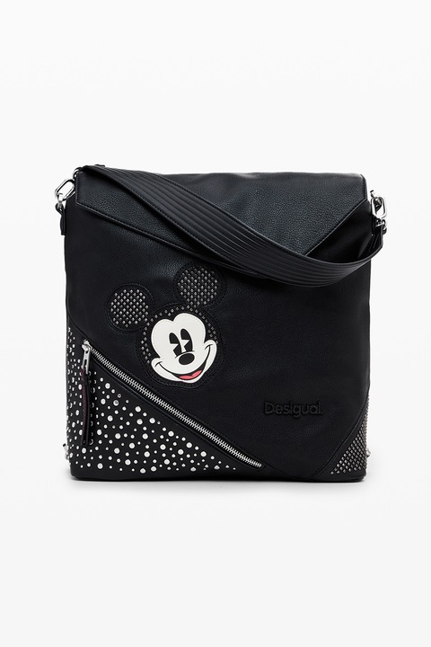 DESIGUAL, Rucsac de piele ecologica cu detalii Mickey Mouse, Negru
